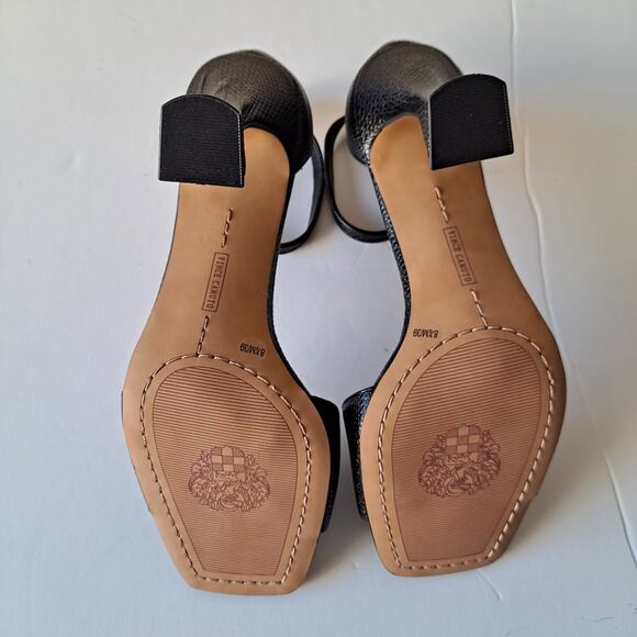 NWB Vince Camuto Reesera Leather Two Piece Heeled Sandals Black Womens Size 8.5 - Picture 11 of 14